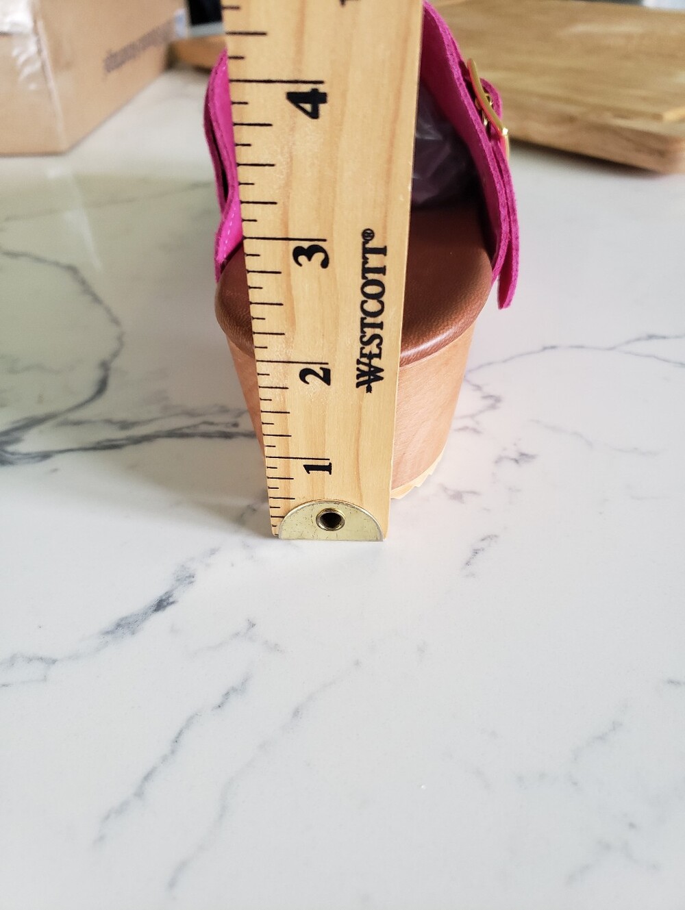 Anthropologie Magenta Suede Clog Mules with Gold Buckle - Picture 8 of 10